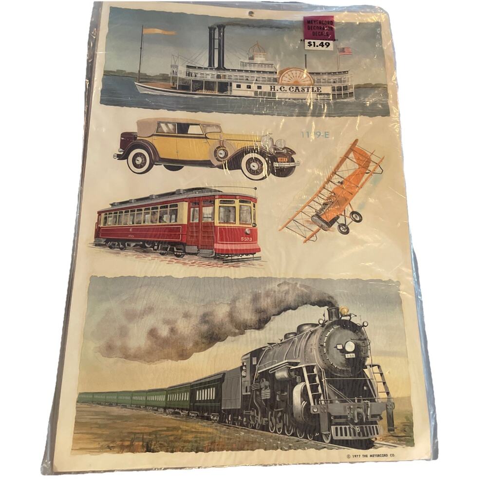 vintage meyercord decal 1977 Plane Train Automobile Decals Never Opened